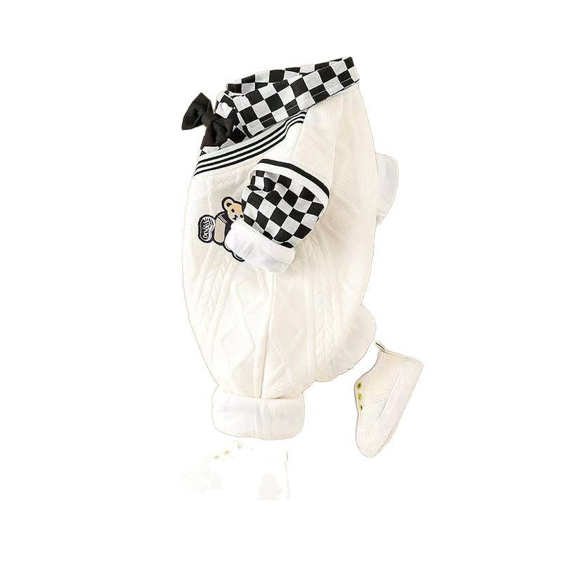 Spring autumgentleman bear fake two-piece double-layer jumpsuit for men and women baby spring & fall clothes handsome outing climbing suit