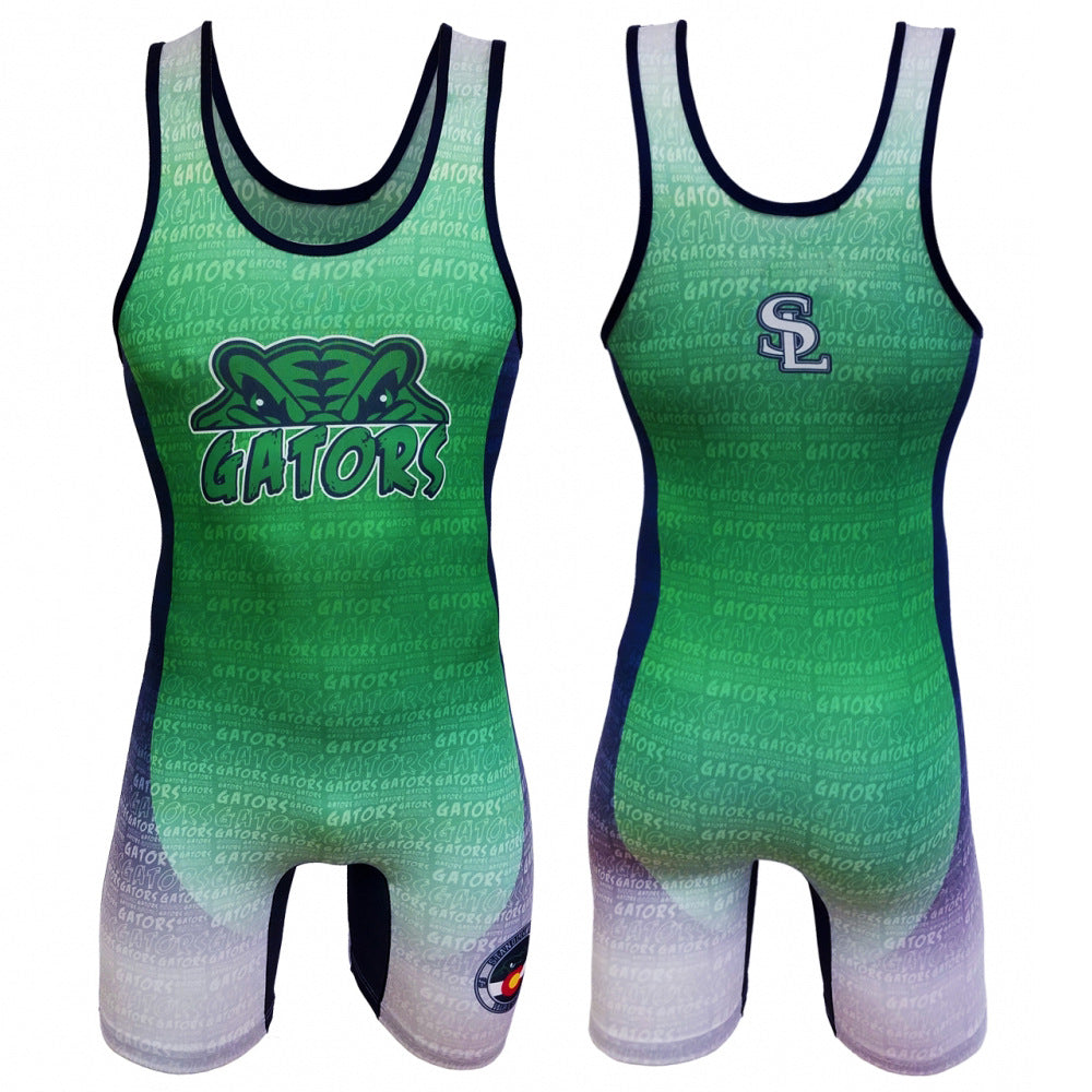 Sublimation full body print men's one-piece wrestling suit custom training weightlifting suit men's and women's free wrestling one-piece vest