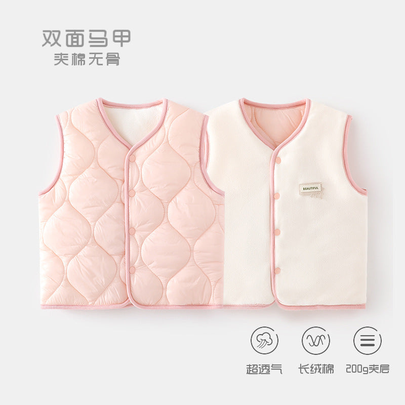 Babylon baby vest belly vest baby reversible autumn and winter style quilted kids vest vest imitation down