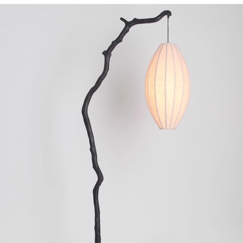 wabi-sabi retro wind branches new Chinese zen floor lamp tea room study atmosphere light fabric lantern fishing lamp