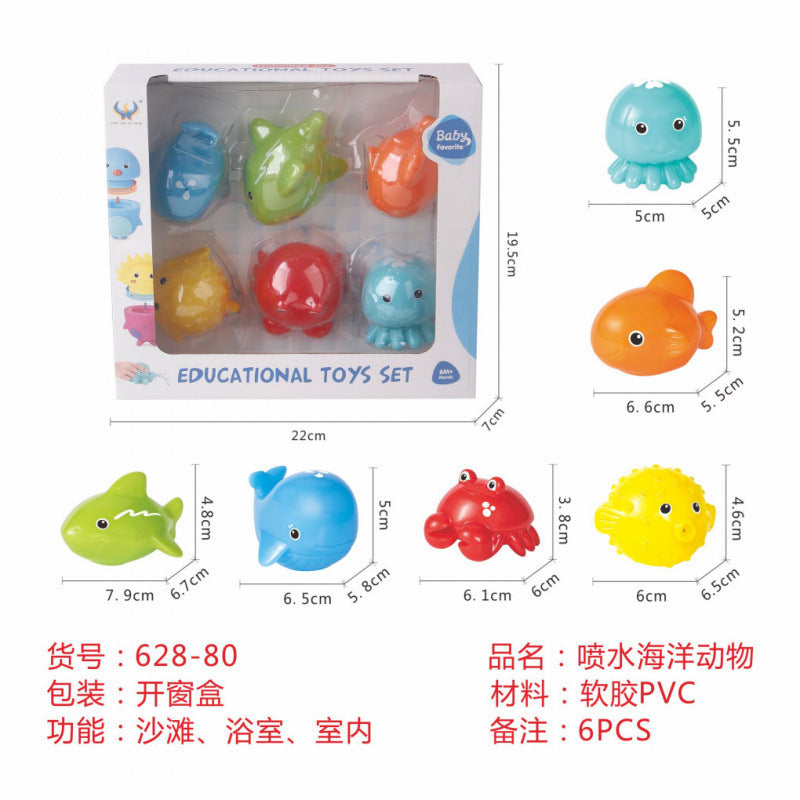 Cross-border  vinyl environmental protection early education shape color cognition bathroom water toy gift stacking music set