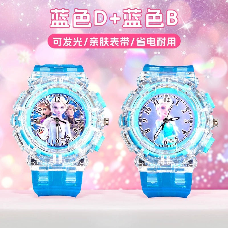 Elsa princess kids watch - girls' luminous electronic watch, cartoon toy, preschool 3-6 years old, waterproof night light