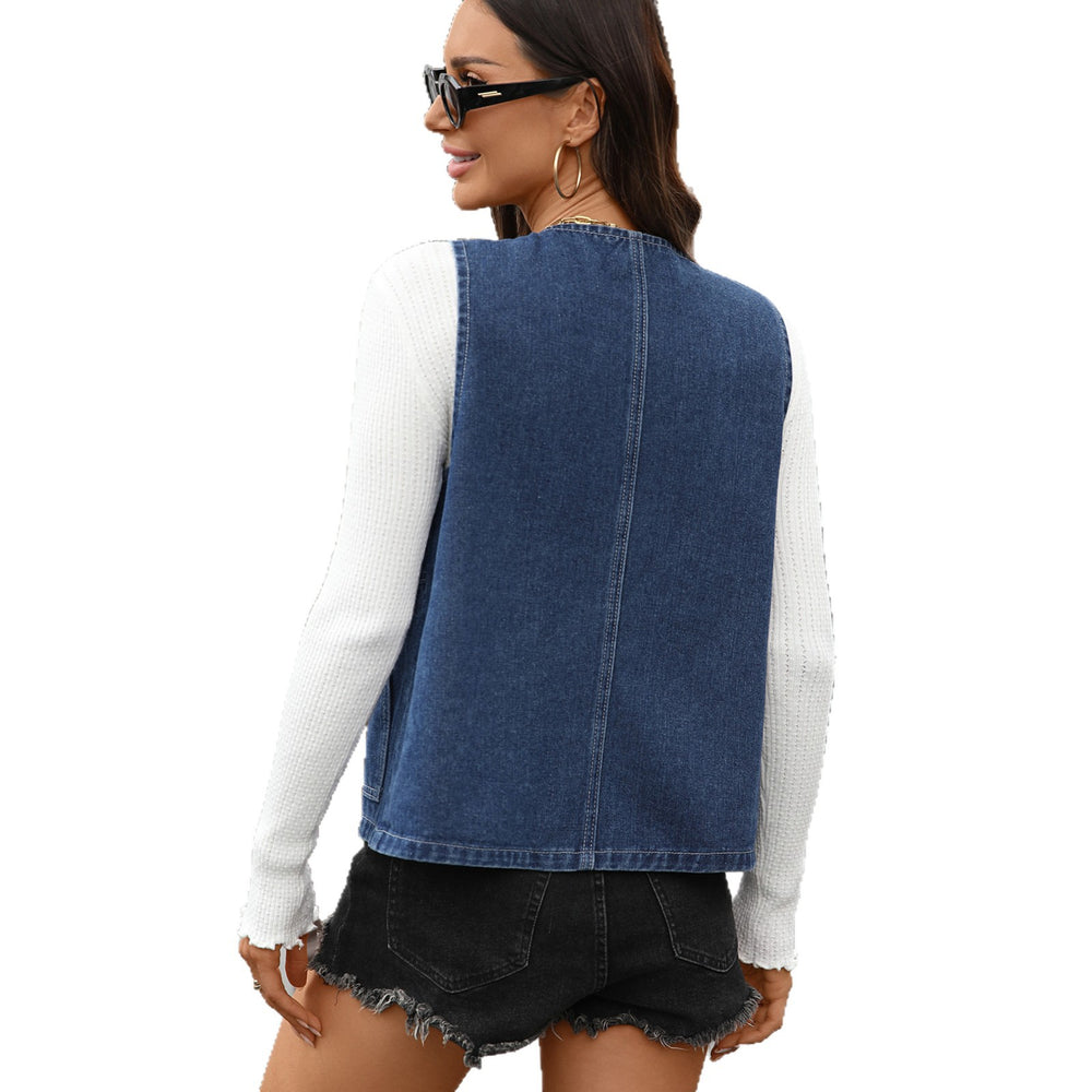 Fashion cross-border export foreign style women's fashionableworkwearsense of design denim vest vest vest waistcoatoutwear women