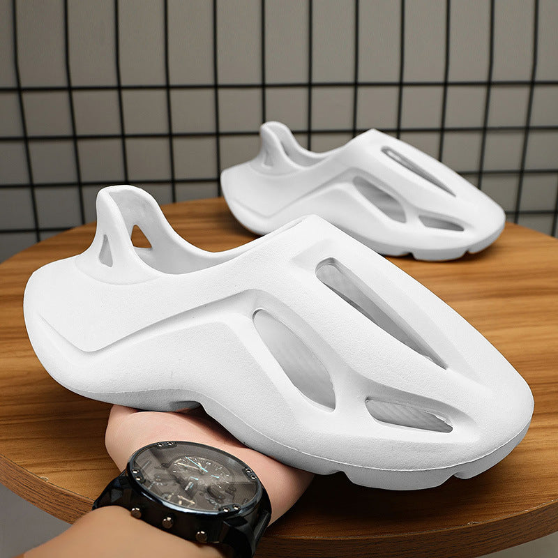 外贸男士洞洞鞋夏季2025新款踩屎感情侣款沙滩鞋EVA软底包头凉鞋