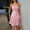 Amazon us & europe women's clothing  summer new arrivals: elegant waist-cinching backless tie-up cami mini dress - wholesale
