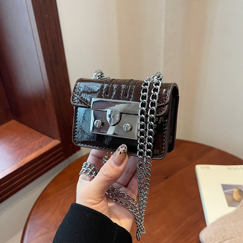 New European and American lychee pattern mini lock small square bag parent-child chain messenger bag super small change bag tide