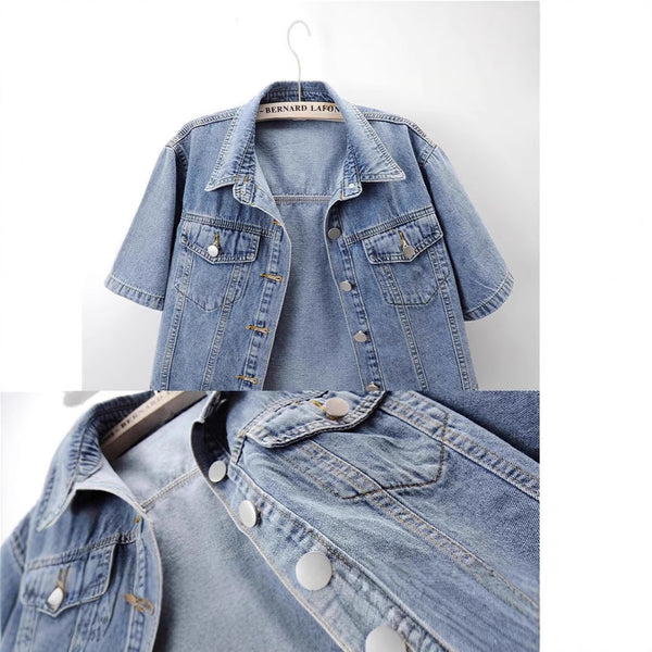 European and American  versatile denim jacket women's short spring and summer 2025 casual and thin small outer vest short sleeves