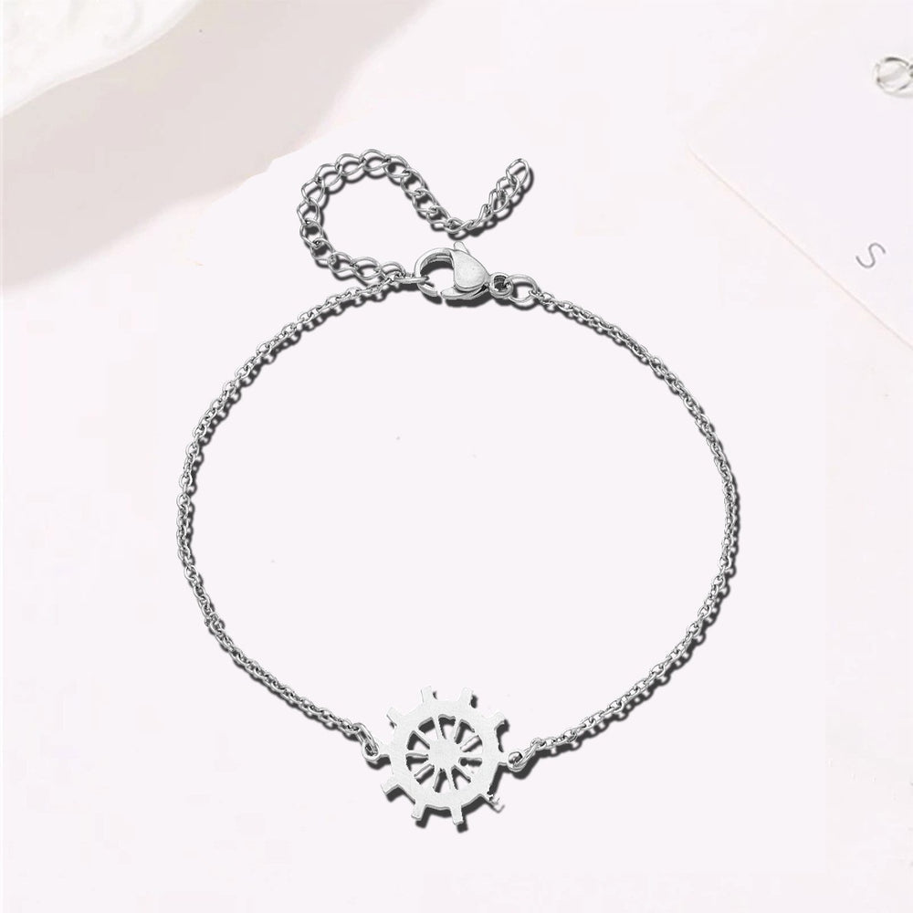 Amazon cross-border jewelry: bohemian stainless steel vintage pirate ship wheel bracelet - rudder charm
