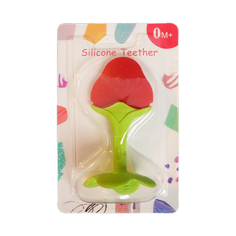 English card pack, silicone baby toothpaste, fruit-shaped chewing glue, newborn two-color three-dimensional toothpaste grinding stick
