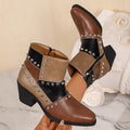 plus size 26 fall and winter new arrival studded side zipper short boots women's european and american pointed toe thick heel chelsea boots wholesale