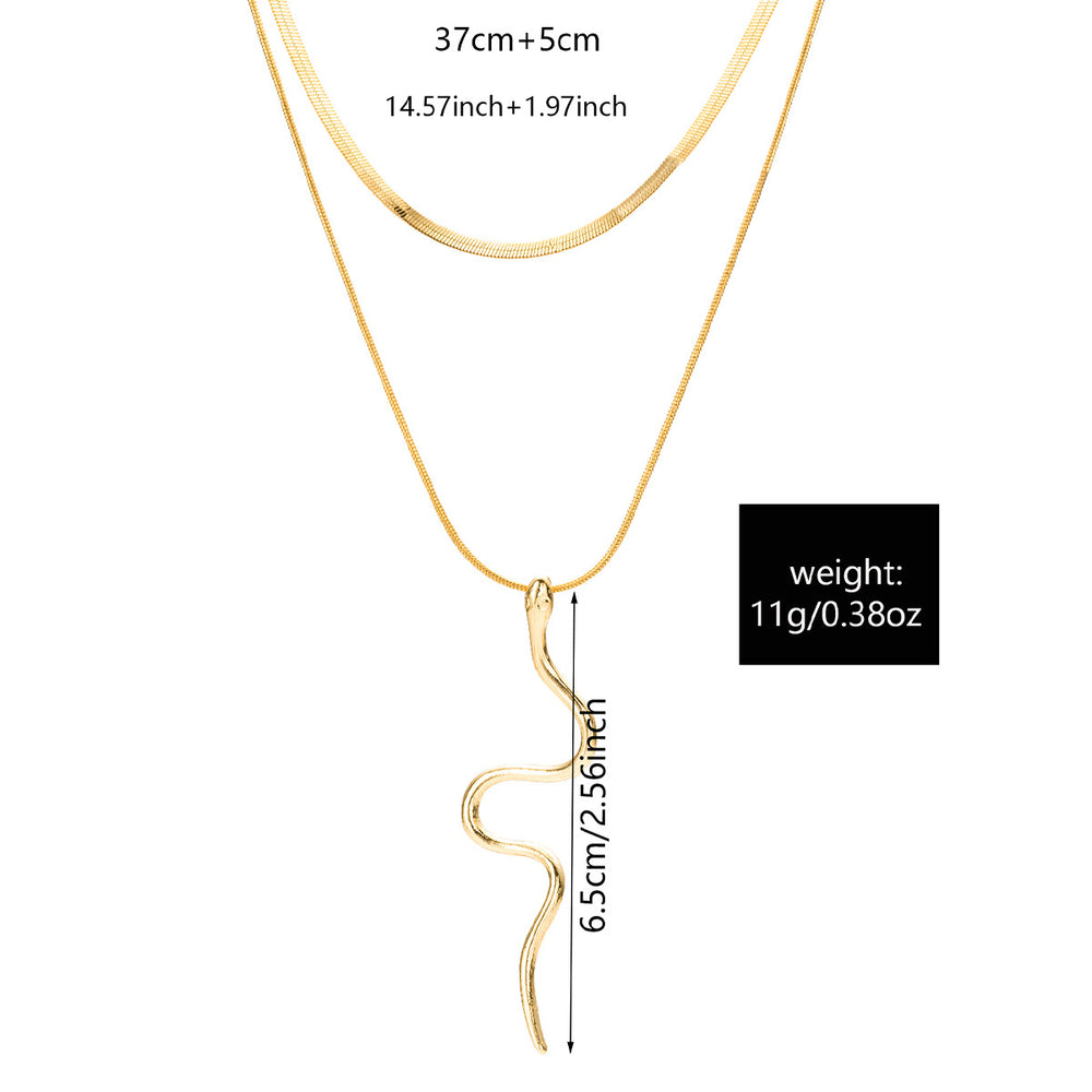 Wholesale snake pendants: european and american cross-border creative necklaces, fashionable minimalist double-layer stackable hip-hop zodiac snake jewelry for women
