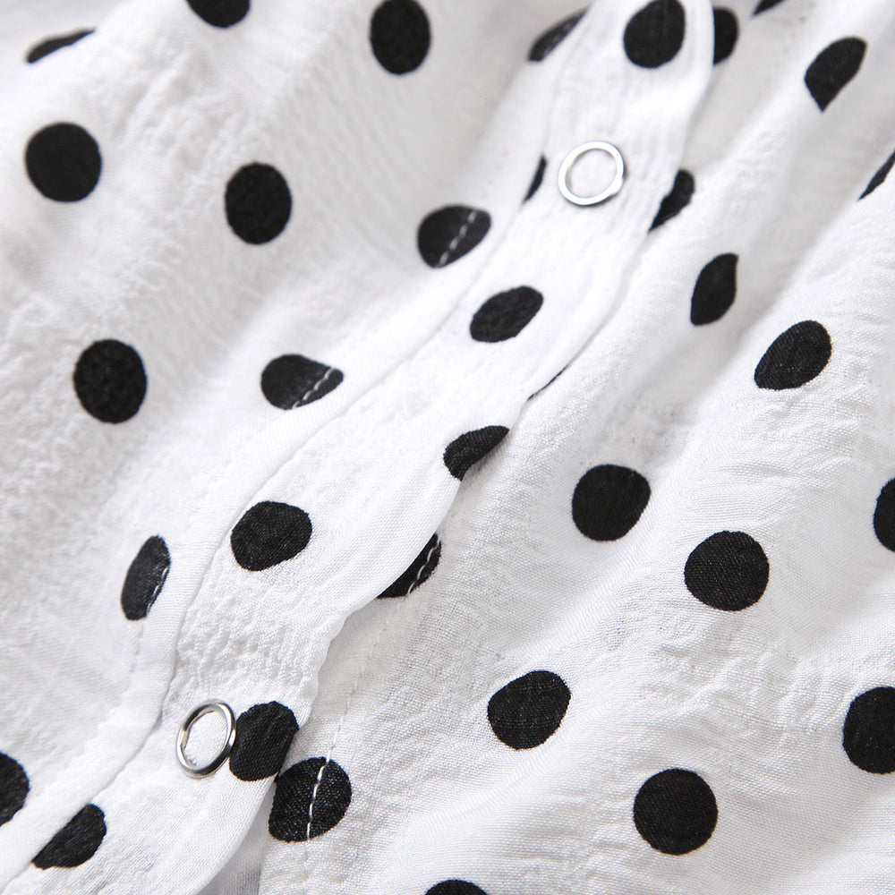 new children's clothing, european and american style, girl's polka dot v-neck petticoat + elastic denim tie two-piece set