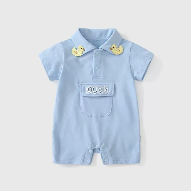 Summer lightweight chic baby boy short-sleeve romper outfit - summer wear for newborns and infants, perfect for outdoor adventures