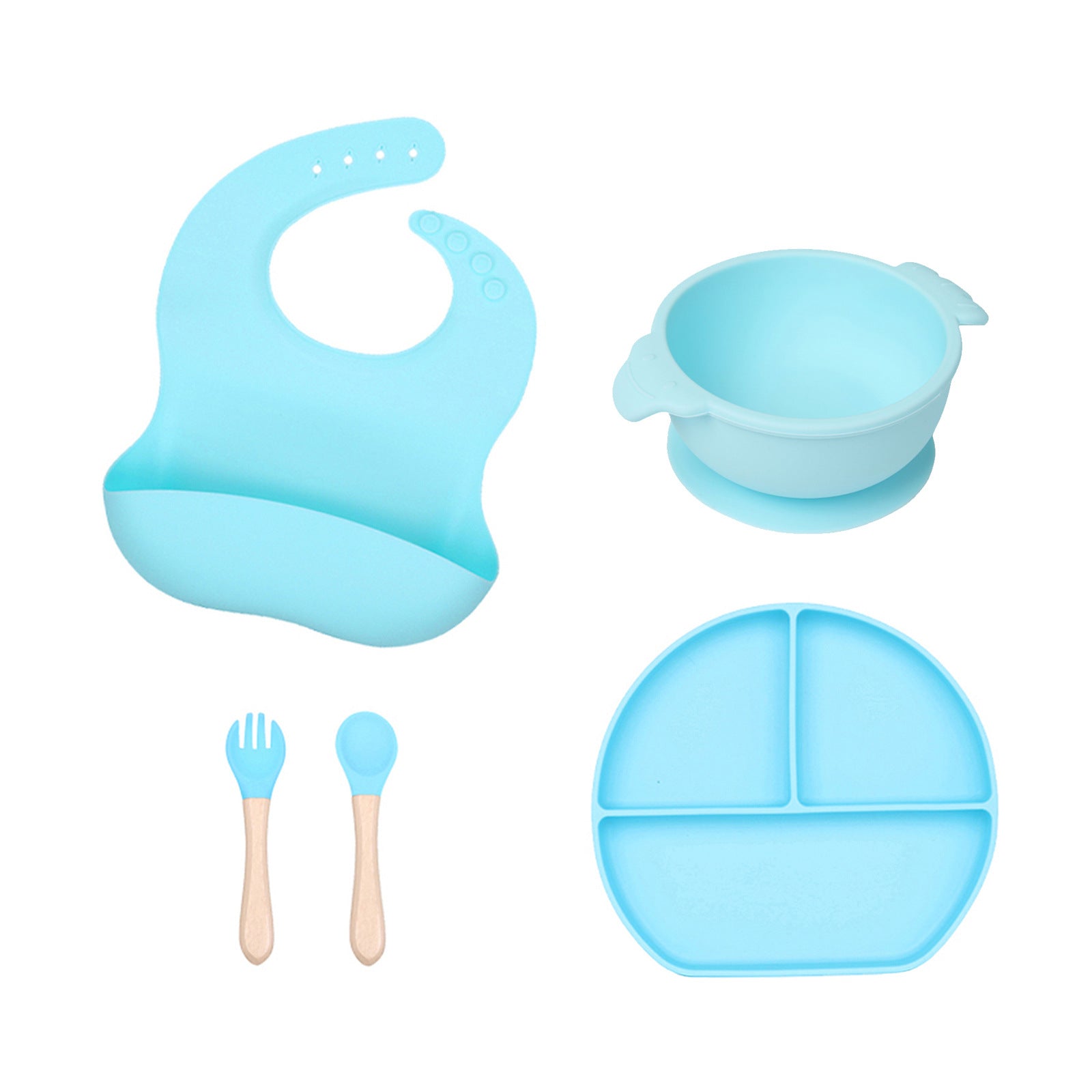 Food grade silicone complementary food bowl baby tableware set with spoon suction cup anti-drop child feeding tableware silicone bowl