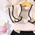 Girls' two-piece outfit: ruffle-trimmed top + solid color shorts set