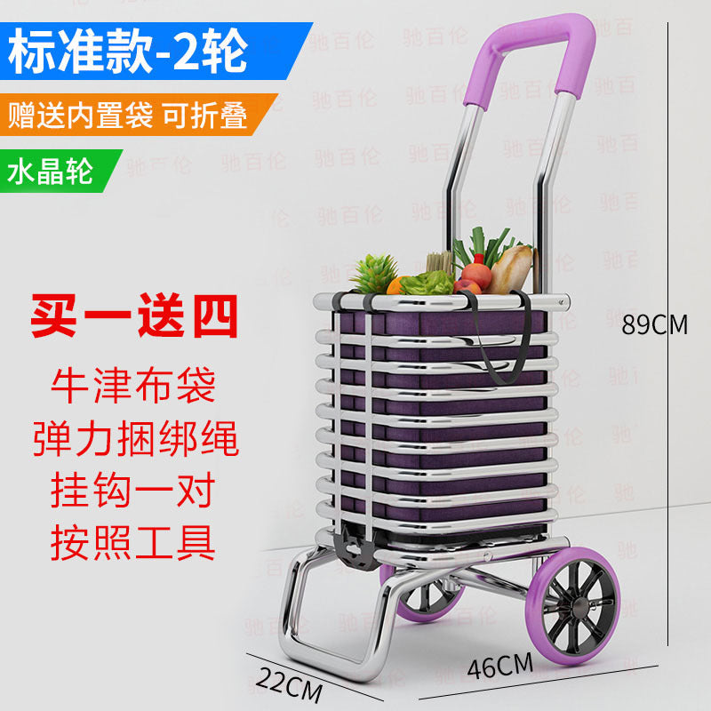 Grocery cart small trolley for home foldable lightweight shopping trolley elderly climbing stairs pulling goods trolley shopping cart