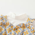 Girls' fall/winter outfit set : stylish yellow floral short-sleeve three-piece set for toddlers