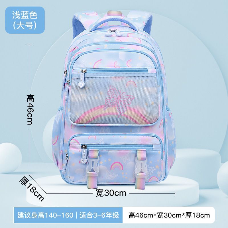 New one, two, three to six grades large-capacity burden reduction female multi-functional primary and secondary school students refrigerator-style double shoulder schoolbag