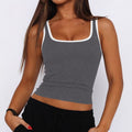 Amazon fashion cross-border women's color contrast camisole silmshort square neck outwear tops