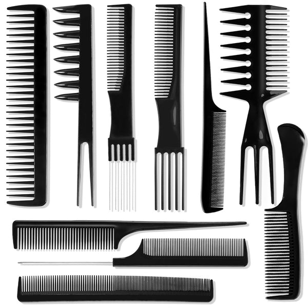 Cross-border hot-selling plastic combs, ten-piece set, convenient combs for household use without hurting hair, and special anti-static hair combs for hair salons.