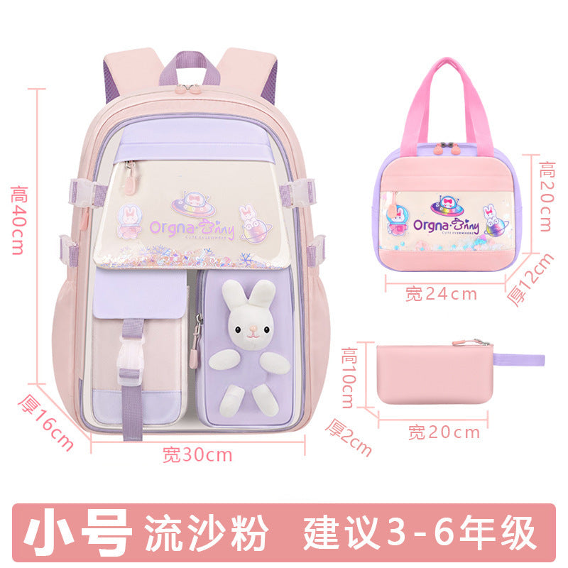 quicksand children's schoolbag for elementary school girls grades 1-3-6 cute princess reducing the burden backpack wholesale