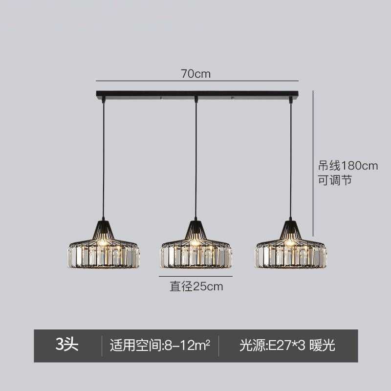 Modern minimalist bedroom bedside pendant light, simple bar counter entryway lighting, single-head suspension crystal chandelier