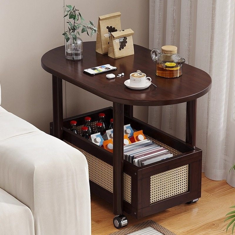 Medieval style bamboo coffee table, side table, corner table, sofa, living room, movablefor home, small trolley, small table, snack storage rack