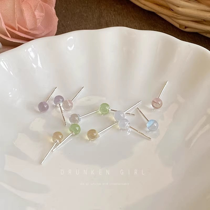 Colorful round beads and beans earrings for women casual fresh cochlear ear bone nails exquisite compact easiest for matchsuit earrings earrings