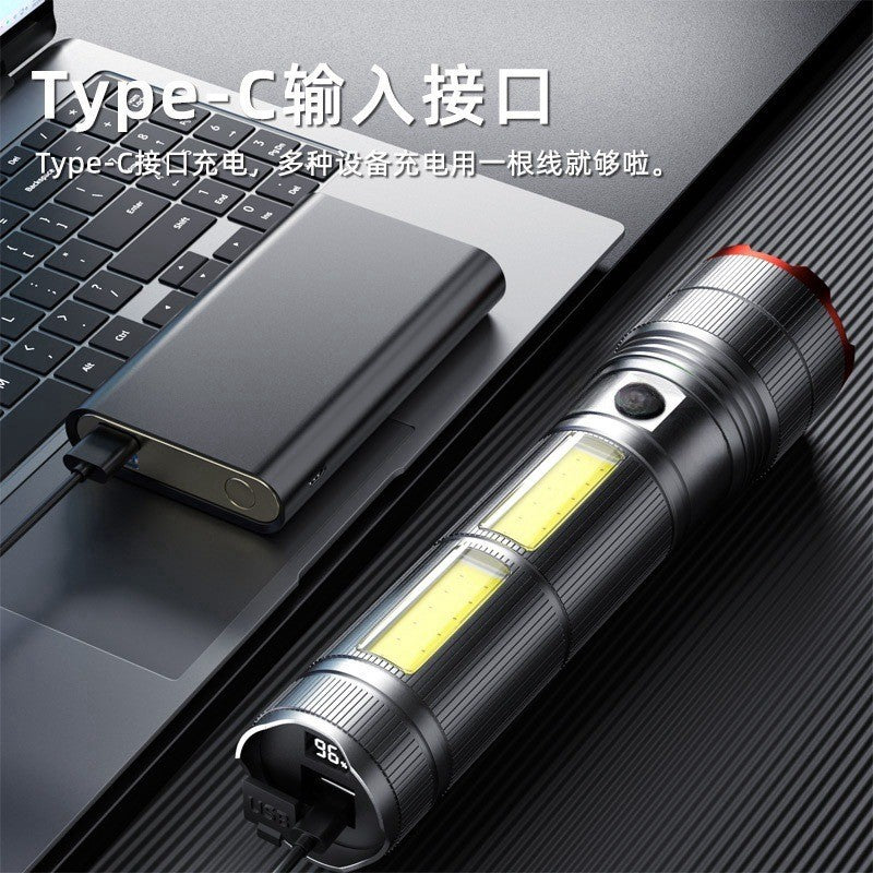 Laser laser strong light charging outdoor super bright remote emergency patrol long battery life large capacity LED flashlight