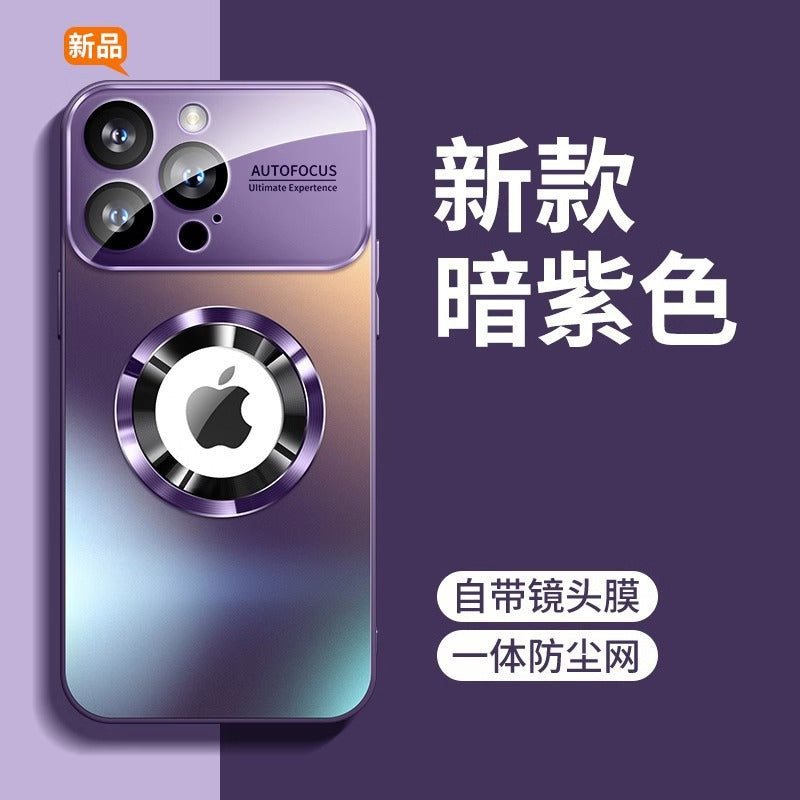 Suitable for apple 17promax mobile phone case large window missing mark magnetic frosted anti-fall iphone15 protective case 14