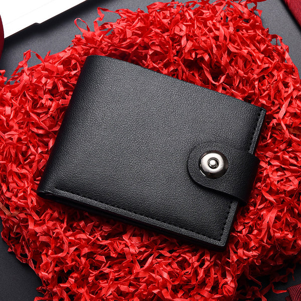Men's Fashion Short Button Wallet Multi-card Casual Wallet Horizontal Cross-border Men's Wallet Factory Spot Direct Sales