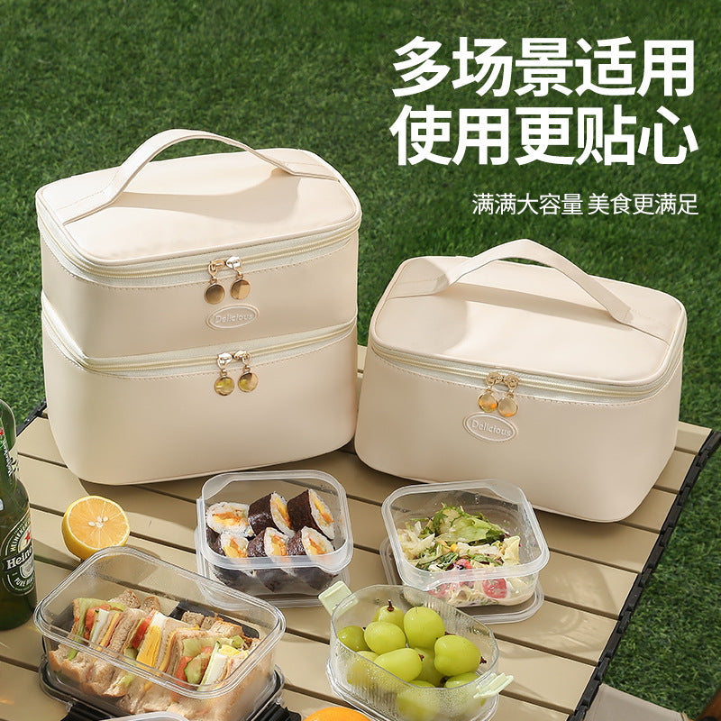 Beilian thickened aluminum foil lunch box bag, office worker portable double-layer portable lunch bag, thermal insulation handbag, student