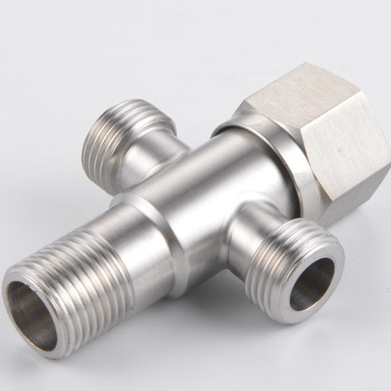 Angle valve 304 stainless steel wholesale one in two out double control all copper ball center three way hot and cold water stop valve triangle valve