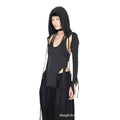 fashionspring and summer dark retro style y2k bandage sense of design hoodie harajuku aesthetic silmlong sleeves for women