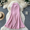 Frenchhigh waisteasiest for match skirt women fall and winter2025new arrivalclassy slimming look silm tassel fishtail knitting skirt