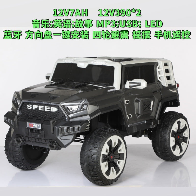 New children's electric car off-road four-wheel seating double seat children's pickup remote control toy car off-road vehicle