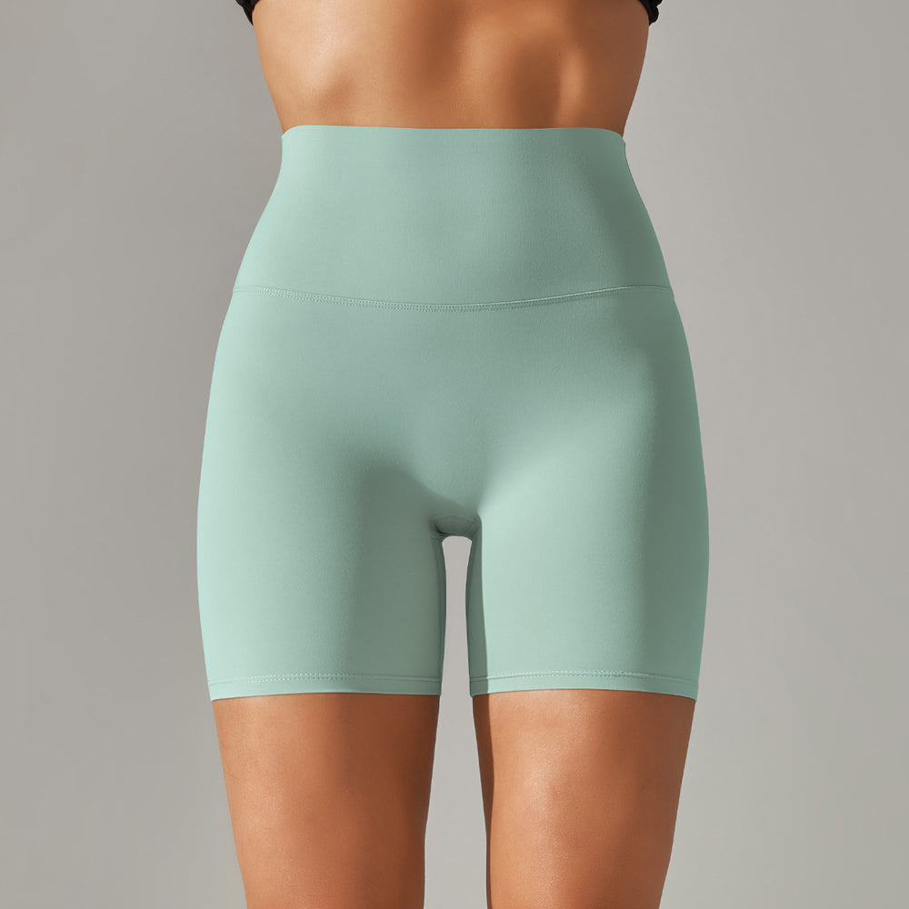 Spring/summer new solid color yoga shorts - double-sided brushed, high-waisted, stretchy, activewear, fitness, 3/4 length yoga pants for women
