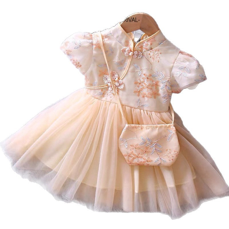 summer collection: little girl's dress - ethereal tulle princess style tutu dress for baby girls, kids' bubble sleeve dress