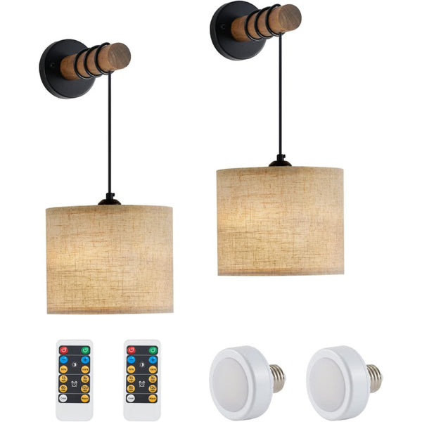 Cross-border modern wall lamp, adjustable in 3 colors, dimmable wall lamp with fabric lampshade, suitable for bedroom and living room