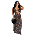 C7501 cross-border   fashion women's sexy leopard print bandeau backless dress