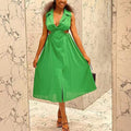 spring and autumn elegant a-line dress - european and american  style solid color sexy dress