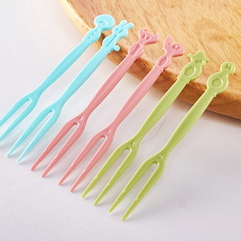 Fruit fork set - disposable plastic two-pronged fruit picks for home use - perfect for fruit, cakes, desserts, and snacks