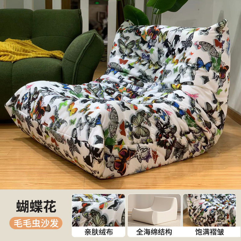 Caterpillar living room Internet celebrity single sofa wind balcony tatami sofa sponge rocking chair comfortable small apartment chair