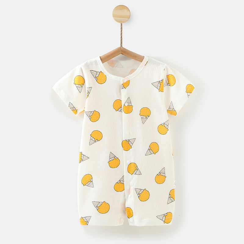 Baby pure cotton baby onesie short-sleeved kids romper summer crawler suit 0-2 years old newborn pajamas outwear suit