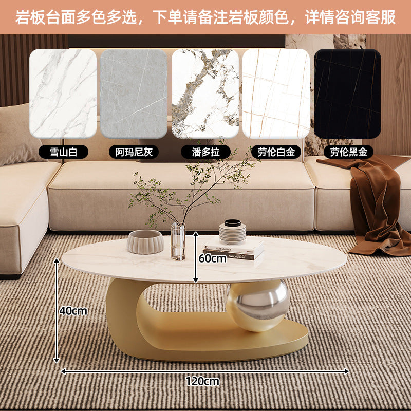 Living room slate coffee table combination simple modern small apartment for home italian normcoreaccessible luxurypopular oval sofa table