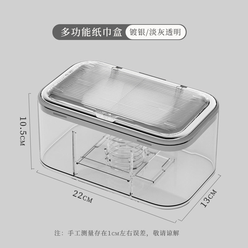 Light luxury paper towel box, living room transparent cream color, no punching, bathroom wall-mounted roll paper, waterproof and dustproof storage