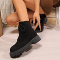 plus size women's boots new arrivalfashion short boots women's thick heel round toe bootstie back british style women's shoes