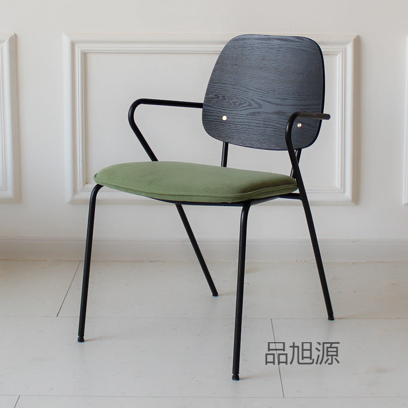 American loft restaurant retro leather dining chair cafe industrial style wrought iron chair designer casual back chair