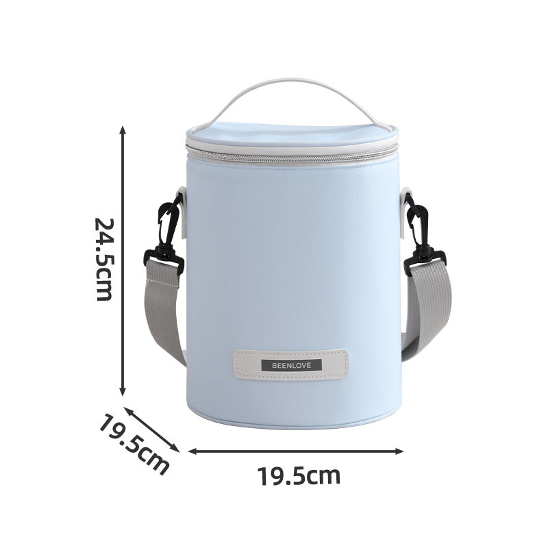 Beilian's new cylindrical bento bag, large-capacity office worker thermal insulation bag, student travel lunch bag, portable lunch box bag