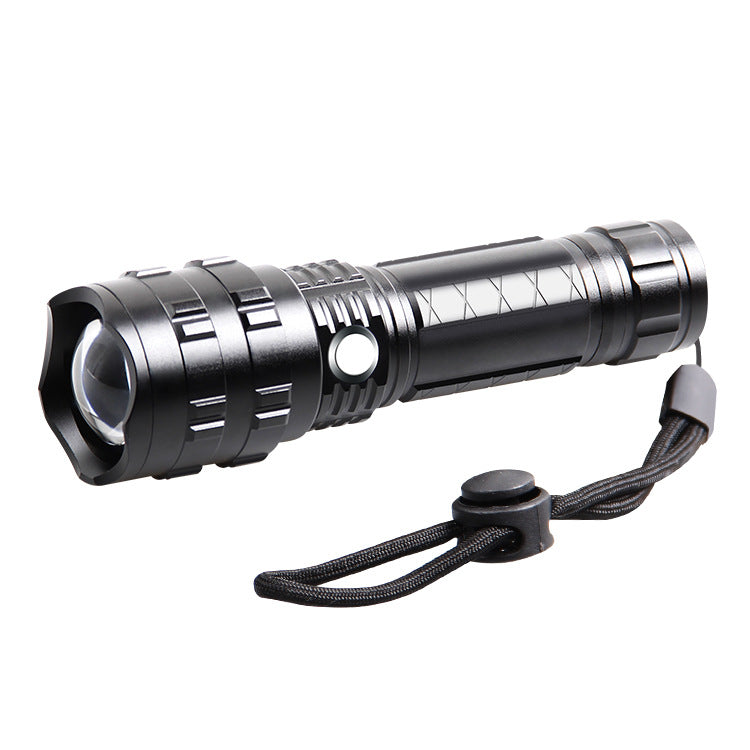 Cross-border new white laser USB charging telescopic zoom remote light LED outdoor strong light power display flashlight